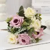 Fabricante Original Comercio Exterior Más Vendido Ramo de Flores Artificiales Rosa Estilo Europeo Decoración del Hogar Flores Falsas de Seda En Stock Venta al por Mayor