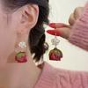 Ganchos para Oreja Flor Eterna de Cristal y Perlas de Camelia Originales, Diseño de Nicho Estilo Bosque, Tendencia de Pendientes Estilo Palacio Retro
