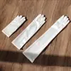 Guantes largos de satén transfronterizos, versátiles para bodas, guantes cortos de satén blancos vintage para bailar, etiqueta y fotografías de boda