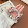 Goma para el pelo de pedrería y perlas de alta gama para mujer, Cuerda elegante y lujosa para coleta, Dulce accesorio para el pelo scrunchie