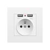 Toma de corriente tipo 86 de estilo europeo con doble panel USB, normativa legal estándar, toma doble USB francesa, panel de PC ignífugo, instalación oculta