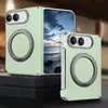 Aplicável ao iPhone Duo Versão Coreana Couro Liso Maçã 18 Tela Dobrável Duplo Eixo Central Capa de Celular Case com Suporte Magnético Rotativo