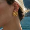 INS Novos Brincos Redondos de Aço Inoxidável com Textura de Fio de Ouro 18k, Joias de Aço Inoxidável, Presente de Personalidade para Senhoras