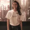 Camiseta de Manga Corta de Algodón Estilo Pareja Moda Callejera Americana Marca Graffiti Divertido Letras Clásicas Estampadas Versión Alta Transfronteriza