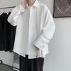 Camisa de diseño de color sólido para hombre, de manga larga, de verano, fina, estilo coreano, moderna, holgada, informal