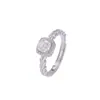 Anillo Yiluyin de Plata de Ley S925 Cubo de Azúcar Pequeño Espiga de Trigo Moissanita para Mujer, Diseño de Lujo Ligero de Nicho, Anillo Versátil para el Día a Día