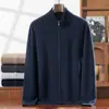 Cardigã de tricô masculino com zíper de caxemira transfronteiriço, novo outono e inverno, casual de negócios, solto, manga longa, gola alta