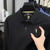 Suministro Directo de Fábrica Logo de Pony Camisa Polo 100% Algodón Merceizado para Hombre de Gama Alta Bordada Solapa Holgada Manga Larga Camiseta para Hombre