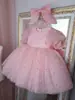 Vestido Rosa Nuevo para Niñas de Manga Corta para Niños Vestido de Anfitriona para Piano Cumpleaños Dama de Honor Vestido de Princesa de Gasa Esponjosa