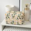 Bolsa Cosmética de Lona de Gran Capacidad Estilo Ins Bolsa de Aseo Bolsa de Almacenamiento para el Cuidado de la Piel Bordada con Margaritas Bolso de Mano Portátil