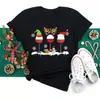 Maycaur Sombreros de Copa de Vino Navideños para Mujer Cuello Redondo Camiseta Negra