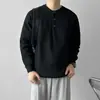 Moletom Masculino Texturizado Solto Outono Inverno Confortável Manga Longa Suéter Temperamento Fresco Simples