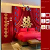 Decoración y Arreglo de Habitación de Boda, Cortinas de Estilo Chino Nuevo, Decoraciones de Cabecera Temáticas de Boda, Pared de Fondo de Cabecera de Dormitorio de Boda