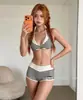 Biquíni Novo Estilo 2027 Moda Praia Feminina Estilo Europeu e Americano Sexy Falso Duas Peças Maiô Estampa de Bolinhas Maiô Dividido