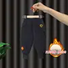 Pantalones Gruesos con Forro de Polar para Niños y Niños Estilo Extranjero Ropa de Abrigo Explosiones Populares en Internet Invierno Bebé Niños Cálidos Estampado de Leopardo con Forro de Polar
