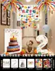 Decoración de Escena de Cumpleaños Lluvia de Globos para Cumpleaños Infantil Niño de 3 Años 2 Años Atmósfera de Ceremonia Tela Colgante para Niña Pequeña