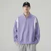 Sudadera casual de moda 2026, corte holgado, lisa, color sólido, cuello redondo, nueva colección primavera/otoño, camiseta cool y elegante estilo americano para hombre