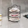 Estante de almacenamiento para bandejas de preparación de cocina, estante de preparación multicapa para uso doméstico, escurridor de platos multifuncional para escurrir y almacenar ingredientes