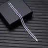 Pulseira Quadrada de Strass de Três Fileiras de Novo Estilo Europeia e Americana para Mulheres Elegante Simples Elástica com Strass Completo no Pulso Atacado