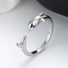 Deseo suministro transfronterizo tiburón anillo abierto personalidad creativa europea y americana plateado plata 925 moda joyería al por mayor para hombres y mujeres
