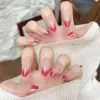 Manicura de Chica Dulce Estilo Ins Europeo y Americano Combinación de Colores Rosa Rosa Fresco Dulce Chica Simple Versátil Uñas Portables 24 Piezas