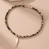 Nz3477 Collar de Cuerda de Terciopelo con Estampado de Leopardo Europeo y Americano Transfronterizo Colgante de Pez Sol Colgante Único Diseño de Moda Joyería para Mujer