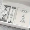 2024 Comercio Exterior Transfronterizo Venta Caliente Nuevo Esfera Pequeña Plata Correa de Acero Pequeña Juego de Cinco Piezas Joyería para Mujer Juego de Cinco Piezas