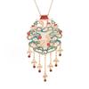 2021 Otoño e Invierno Moda Nacional Nuevos Accesorios Método Antiguo Chapado en Oro Imitación Hetian Jade Pez Yuelong Puerta del Dragón Borla Estilo Antiguo Cheongsam Collar