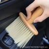 Cepillo para Limpiar el Coche Herramienta de Limpieza Multifuncional Cepillo para Ventilación de Aire Acondicionado Mango de Madera Cepillo para Ranuras Cepillo para Limpiar Alféizares de Ventana