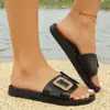 Sandálias rasteirinhas casuais da moda para uso ao ar livre, tamanho grande, novo modelo de verão para comércio transfronteiriço, sandálias slip-on femininas com fivela quadrada cravejada de diamantes