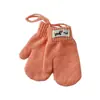 Manoplas de Color Sólido de Moda de Dibujos Animados para Niños y Niñas Estilo Coreano a Prueba de Frío, Cálidas y Antiperdidas Guantes de Lana Tejidos con Correa