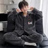 Pijamas para Niños de Edad Media y Mayores, Otoño/Invierno, Conjunto Grueso de Franela para Niños, Ropa de Casa Cálida de Invierno para Niñas, Ropa para Niños