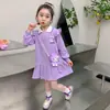 Vestido de Manga Larga para Niña de Primavera y Otoño, Elegante Vestido de Princesa de Otoño para Bebé con Cuello, Moderno Vestido Plisado para Niños