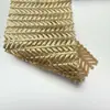 Tejido de Malla con Patrón de Espiga de Trigo con Estampado Completo Dorado, Tejido de Malla Elástica de Espiga para Decorar Vestidos de Escenario y Desfile de Moda