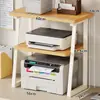 Pequena prateleira para impressora, prateleira de camada dupla na mesa, armazenamento de copiadora para mesa de escritório, suporte de mesa
