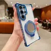 Funda de teléfono con soporte anticaídas de cuatro esquinas electrochapado para Samsung S24ULTRA tendencia S23 funda suave A55 agujero fino A54