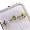 Anel de peridoto natural, banhado a ouro rosa em prata 925, tamanho da pedra principal 6*8mm, natural, suporta testes