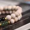 Madeira de cânfora 8mm DIY círculo único texto brincar pulseira ao redor do dedo macio com acessórios de calcedônia de Hotan contas de rosário contas de Buda corda de madeira