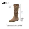 ZHR Botas de Caballero Altas con Pliegues Estilo Retro por Encima de la Rodilla para Mujer 2026 Otoño/Invierno Nuevas