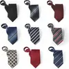Corbata de Nuevo Estilo para Hombre de 8 cm Fácil de Usar, Corbata Perezosa de Rayas Rojas de Alta Gama, Diseño Personalizado Disponible, No Necesita Atar