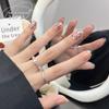 Unhas Postiças Populares do Xiaohongshu, Unhas de Manicure Francesa Estampa de Leopardo Curta de Outono e Inverno de Alta Qualidade, Unhas Postiças Sexy