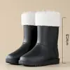 2025 Nuevas Botas de Lluvia Impermeables de Invierno para Mujer, Botas de Lluvia de Terciopelo Engrosado Antideslizantes, Botas Cálidas de Algodón, Botas de Nieve de Media Pantorrilla