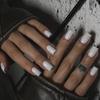 Unhas Postiças Transfronteiriças Feitas à Mão, Unhas de Manicure Curtas de Cor Pura Feitas à Mão, Coleção de Unhas Postiças Retangulares de Alta Qualidade