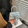 Bolso de Hombro Casual de Lunares con Lazo a la Moda, Bolso de Mano Elegante Dulce y Moderno de Color Sólido, Bolso Cruzado Fresco de Moda