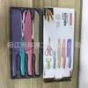 Conjunto de Seis Peças de Faca de Bainha de Palha de Trigo em Aço Inoxidável Conjunto de Seis Peças de Faca de Bainha Cor Macaron Conjunto de Seis Peças de Facas de Cozinha Faca Pintada por Spray Conjunto de Seis Peças