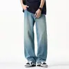 Ropa de Hombre Fengshe / Primavera 2026 Jeans Rectos Vintage para Hombre Pantalones Largos Elásticos Sueltos Estilo Americano