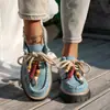 Zapatos Casuales de Encaje con Cuentas de Talla Grande 2025 Otoño Nuevo Comercio Exterior Transfronterizo Gamuza Retro Redondos Mocasines para Mujer