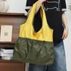 Bolsa Tote Grande de Lona con Múltiples Bolsillos y Cremallera Portátil Ligera Plegable Ecológica Bolsa de Compras Versátil para el Trayecto Bolso de Mano