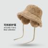 Chapéu de pescador de inverno estilo japonês com proteção auricular para mulheres, reforçado com veludo, moderno e versátil, de pelúcia removível, imitação de pele de coelho