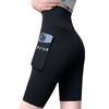 Pantalones de cinco puntas tipo tiburón para mujer con bolsillos laterales, sin costuras, adecuados para deportes y ciclismo, leggings estilo Barbie, pantalones de cinco puntas tipo tiburón para mujer, adecuados para usar como prenda exterior